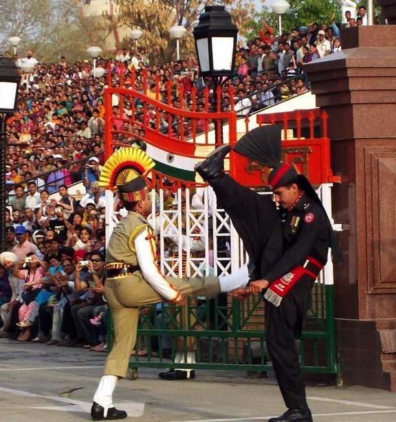 Face-off between India and Pakistan at the Wagah Border